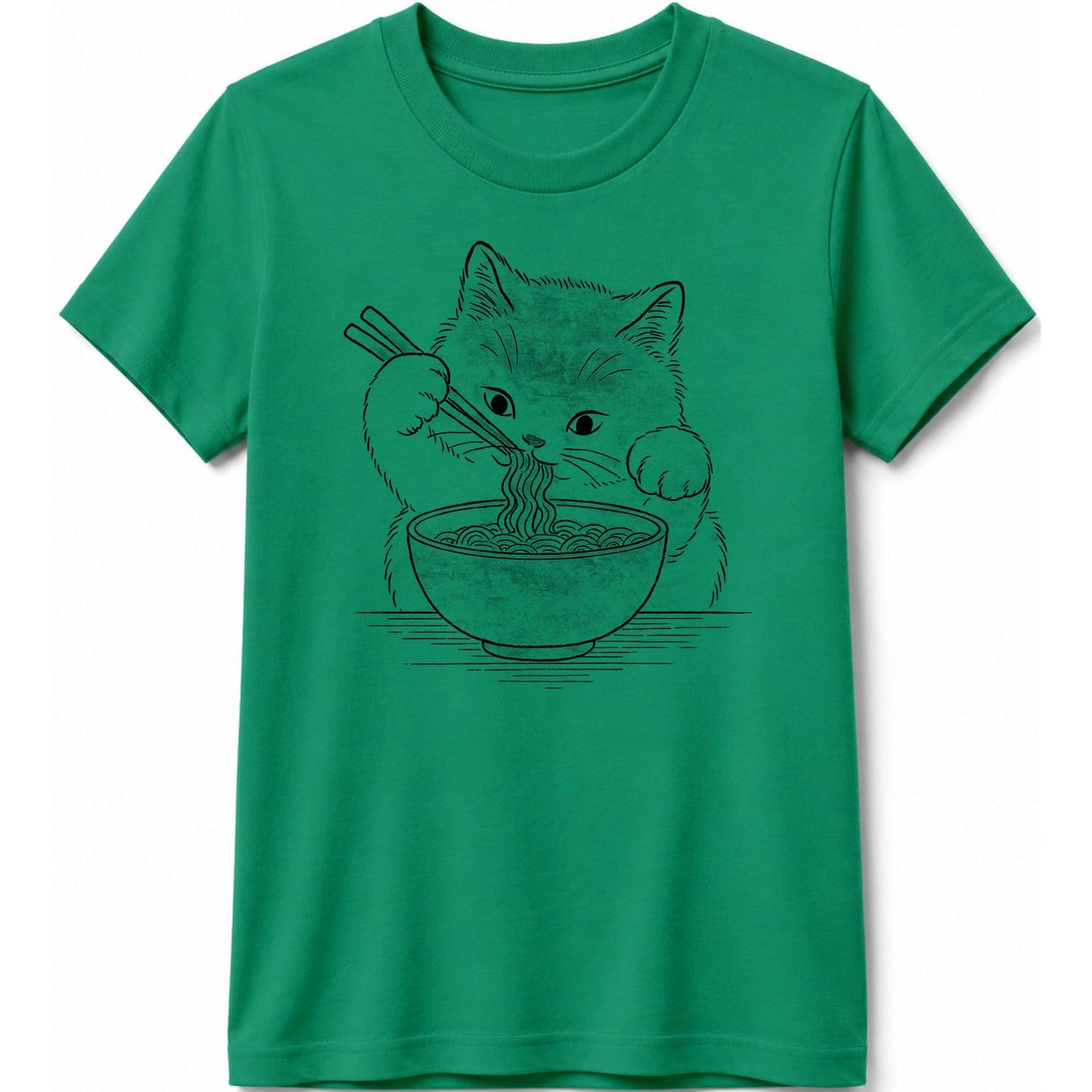 Ramen Meow Kids Tee Kelly / S 12951376483043655199 Kids clothes