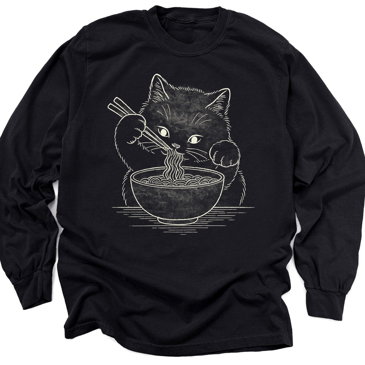 Ramen Meow Long Sleeve Black / M 30657100666611731484 Long-sleeve