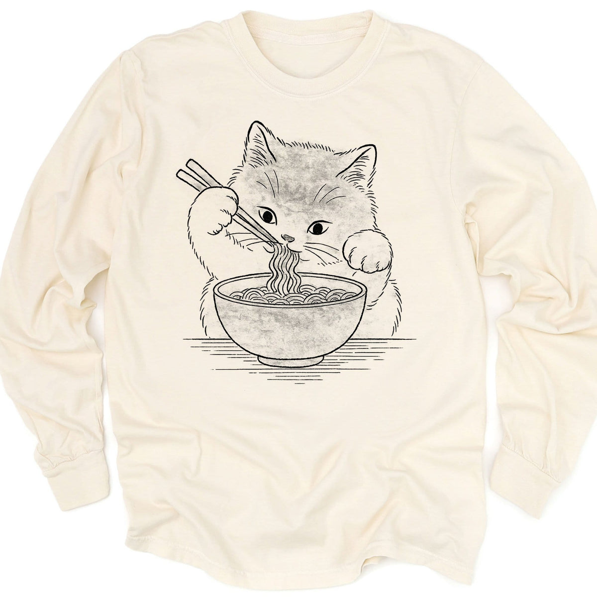 Ramen Meow Long Sleeve Ivory / M 33761433340056718901 Long-sleeve