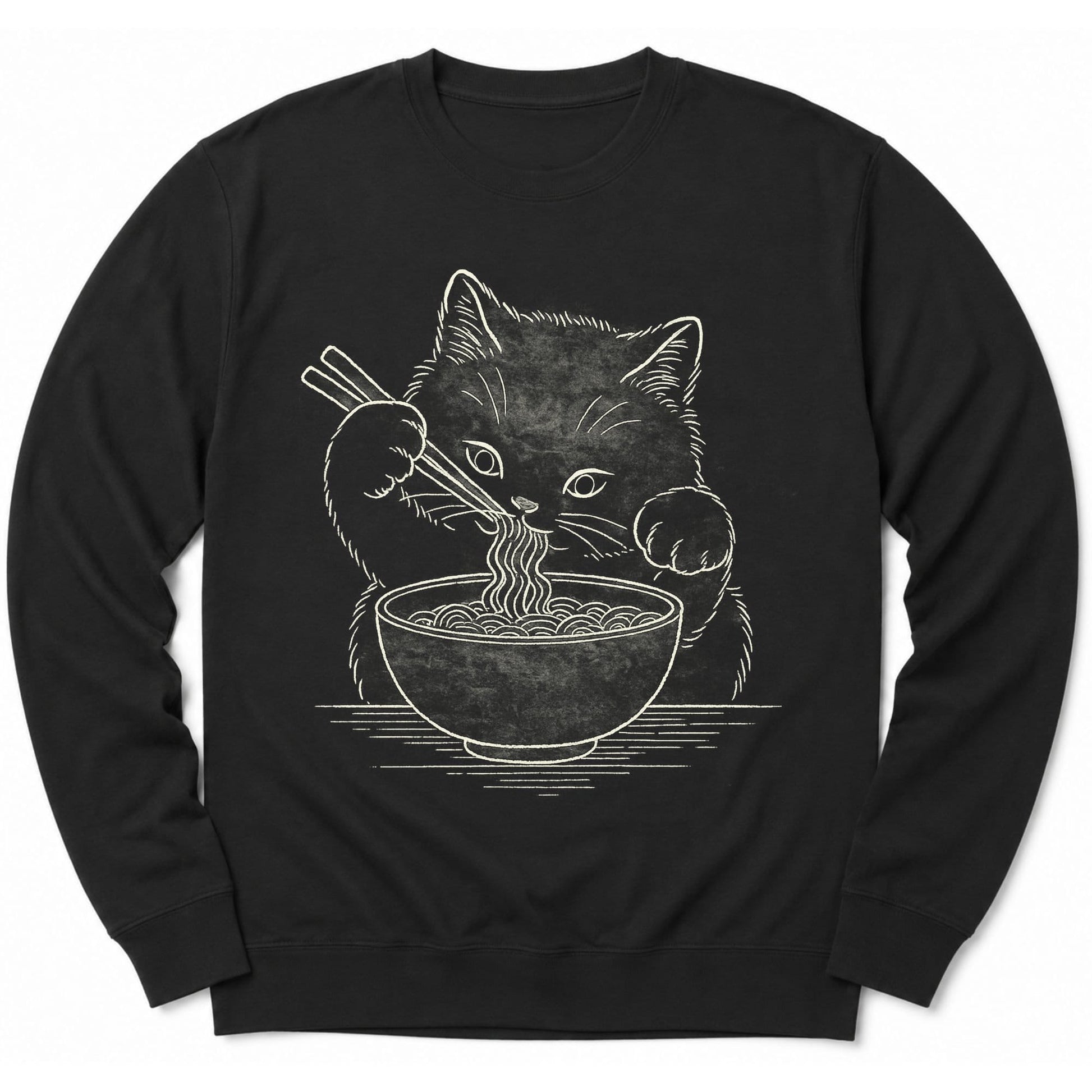 Ramen Meow Sweatshirt Black / S 23184089761928301255 Sweatshirt