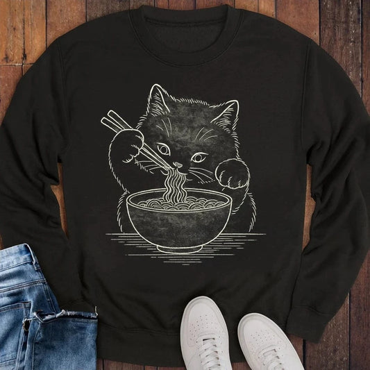 Ramen Meow Sweatshirt S / Black 23184089761928301255 Sweatshirt