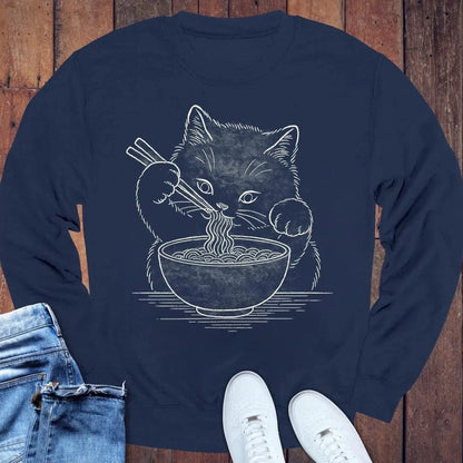 Ramen Meow Sweatshirt S / Navy 32801981739783480098 Sweatshirt