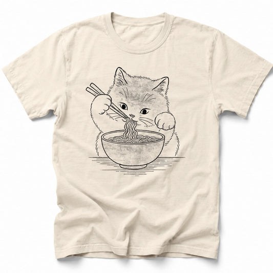 Ramen Meow T-Shirt Ivory / S 87308381106483578766 T-Shirt