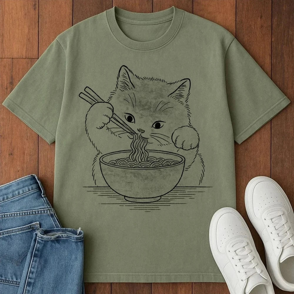 Ramen Meow T-Shirt Moss / S 33354019072291112318 T-Shirt