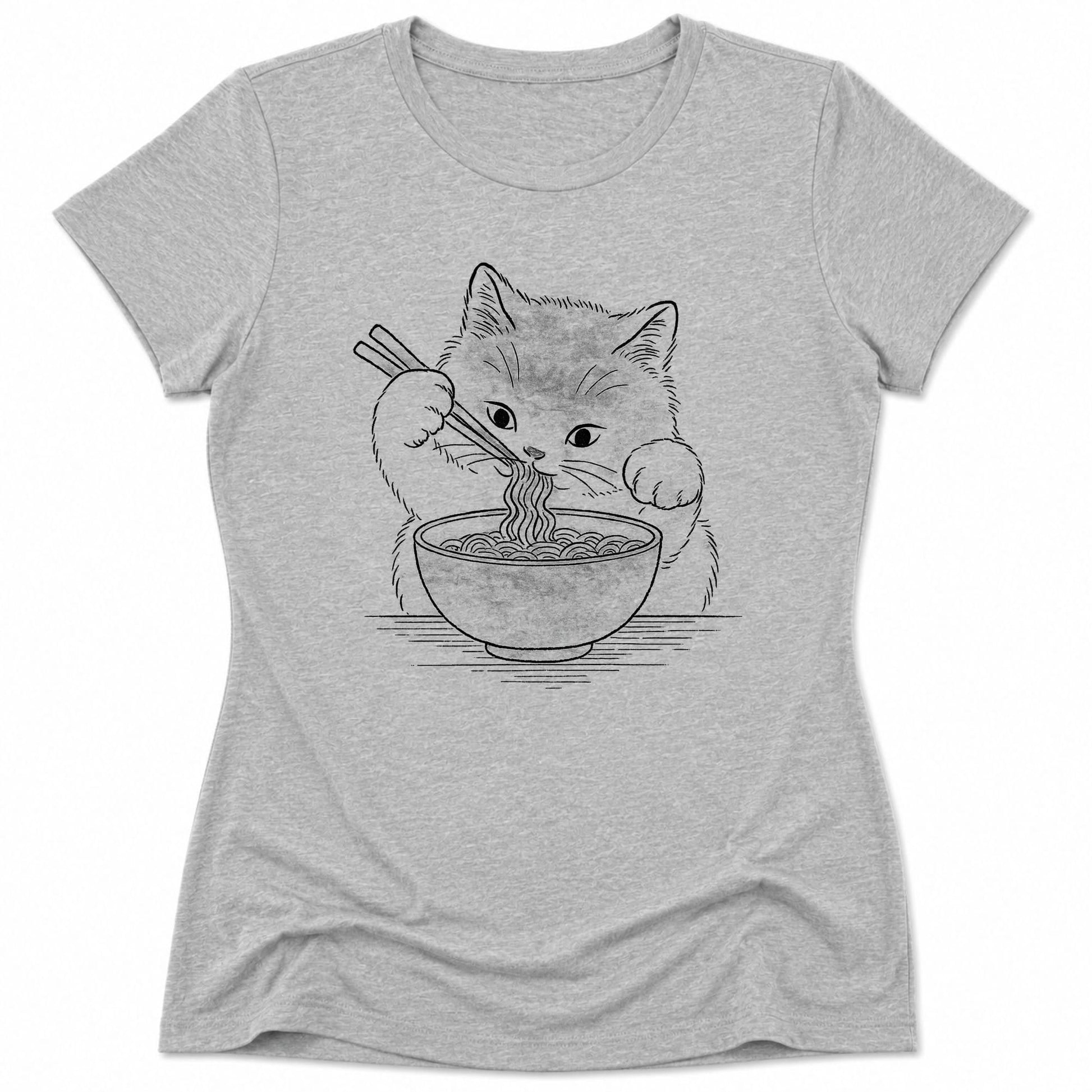 Ramen Meow Womens Tee Athletic Heather / S 73665916942209469086 T-Shirt