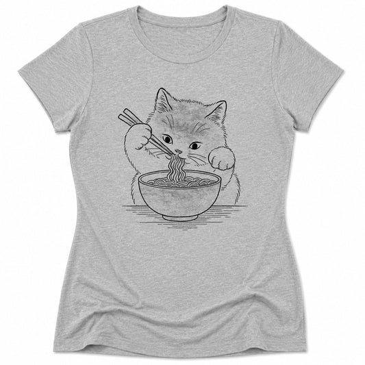 Ramen Meow Womens Tee Athletic Heather / S 73665916942209469086 T-Shirt