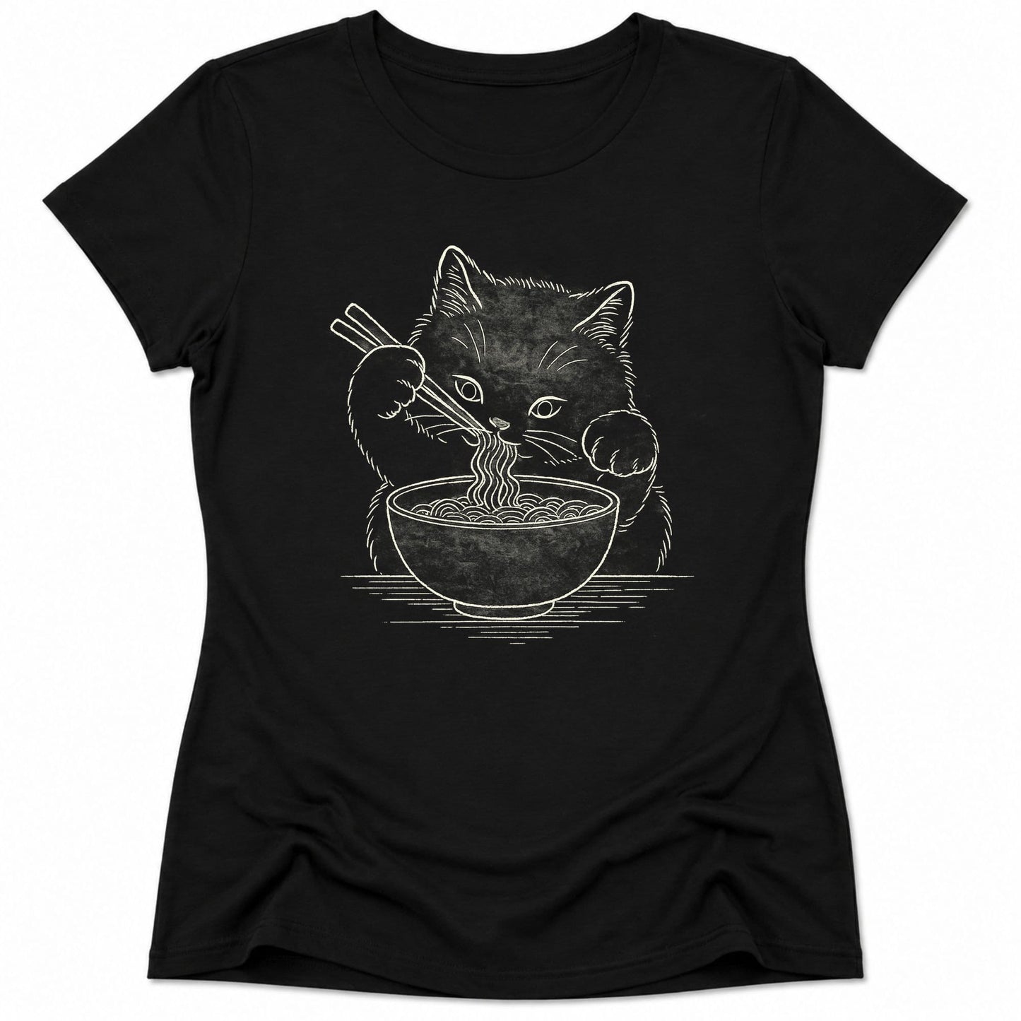 Ramen Meow Womens Tee Black / S 16673841629141367765 T-Shirt