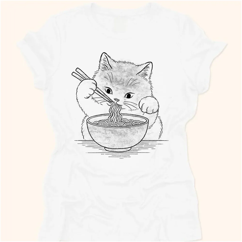 Ramen Meow Womens Tee White / S 21932381973079553348 T-Shirt