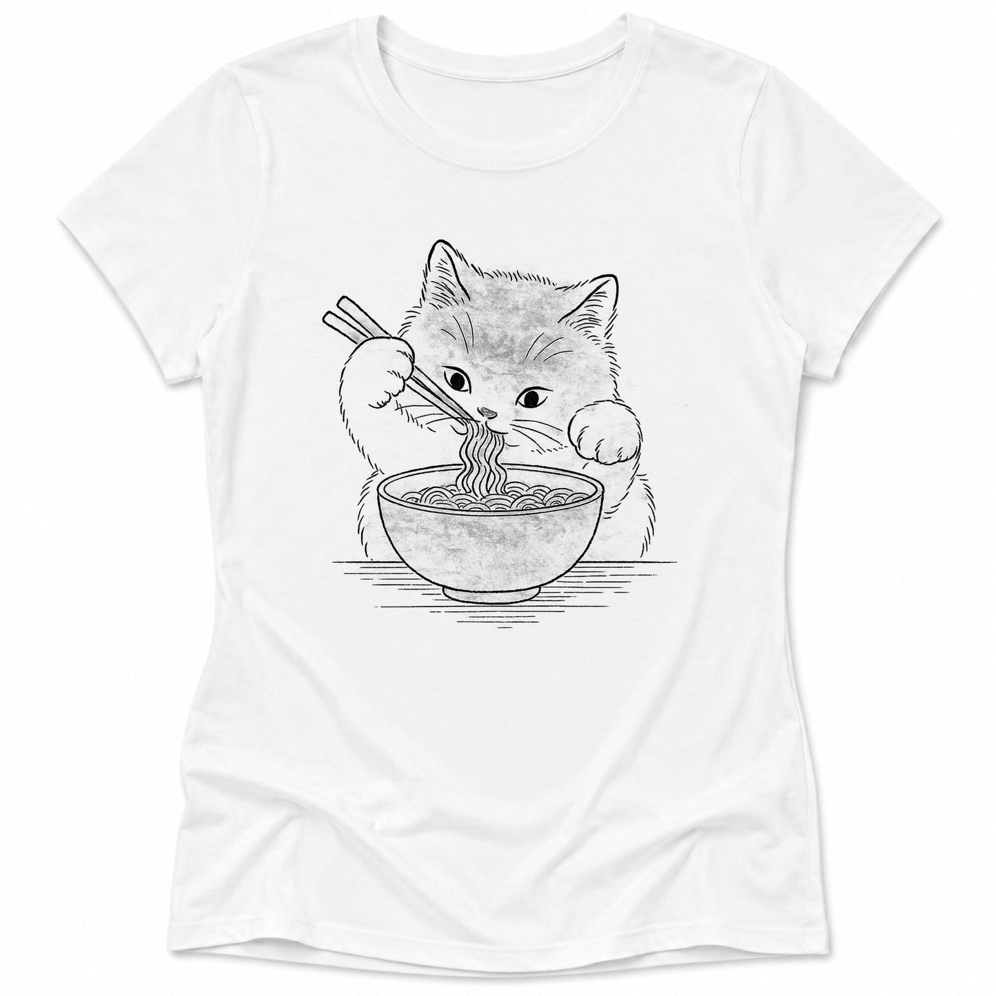 Ramen Meow Womens Tee White / S 21932381973079553348 T-Shirt
