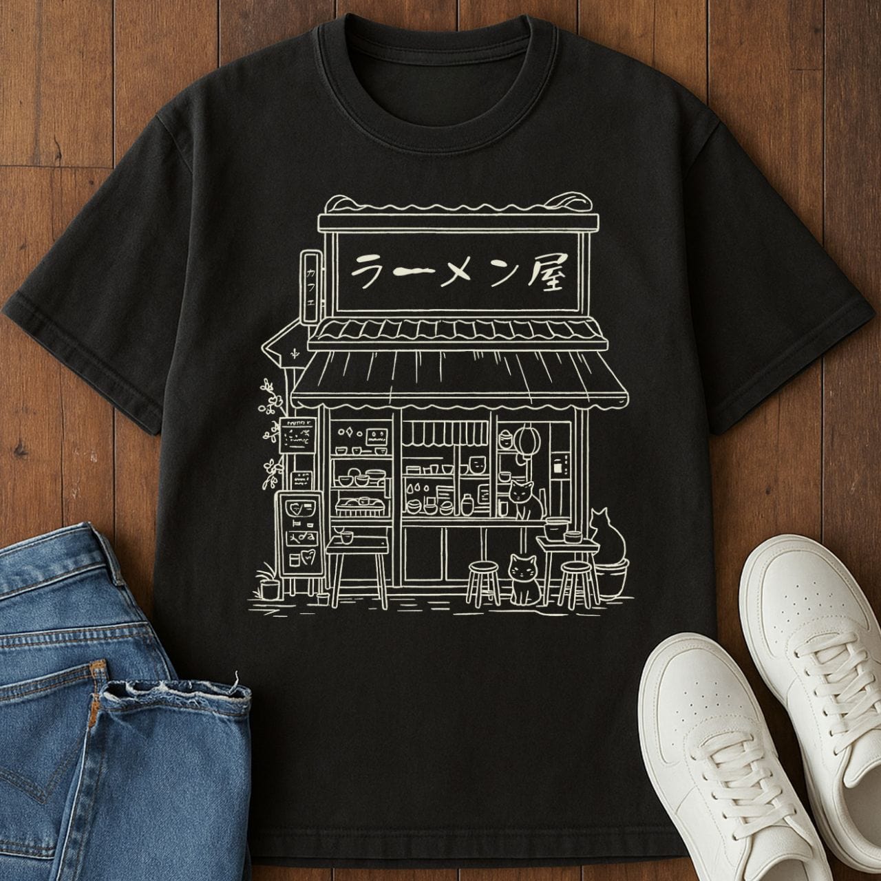 Ramen Shop T-Shirt  – Softest Cat Tee on Earth Black / S 20730511419698002973 T-Shirt