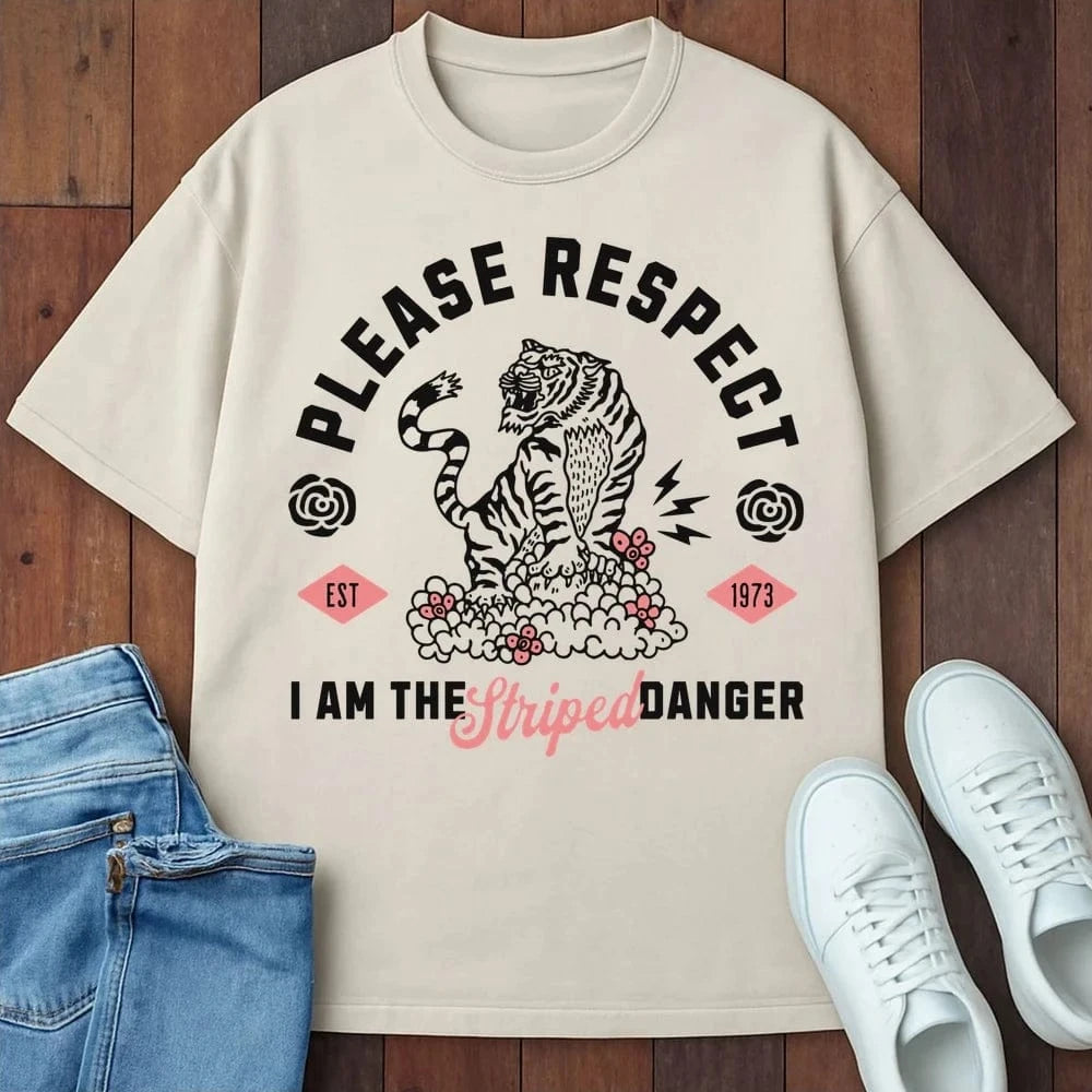 Respect Striped Danger T-Shirt Ivory / S 30934864845190534657 T-Shirt