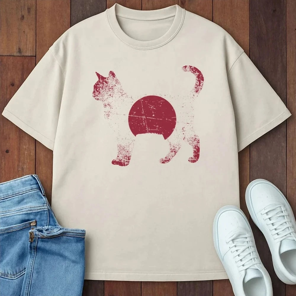 Rising Sun Cat T-Shirt Ivory / S 23358008571267988771 T-Shirt