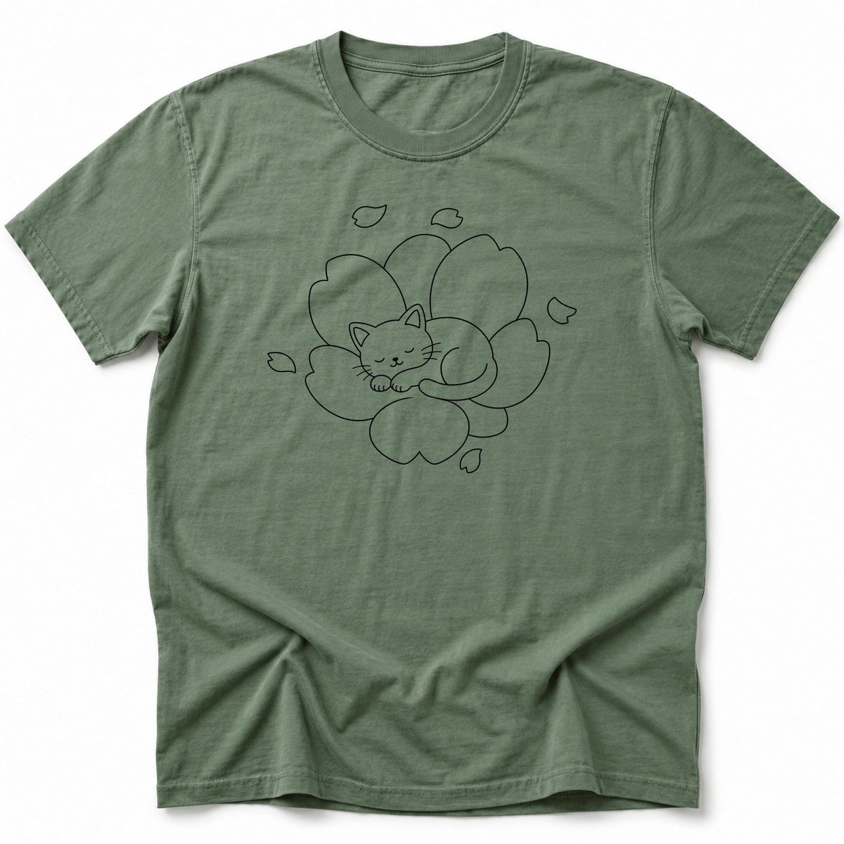Sakura Cat T-Shirt Moss / S 18461667203961760376 T-Shirt