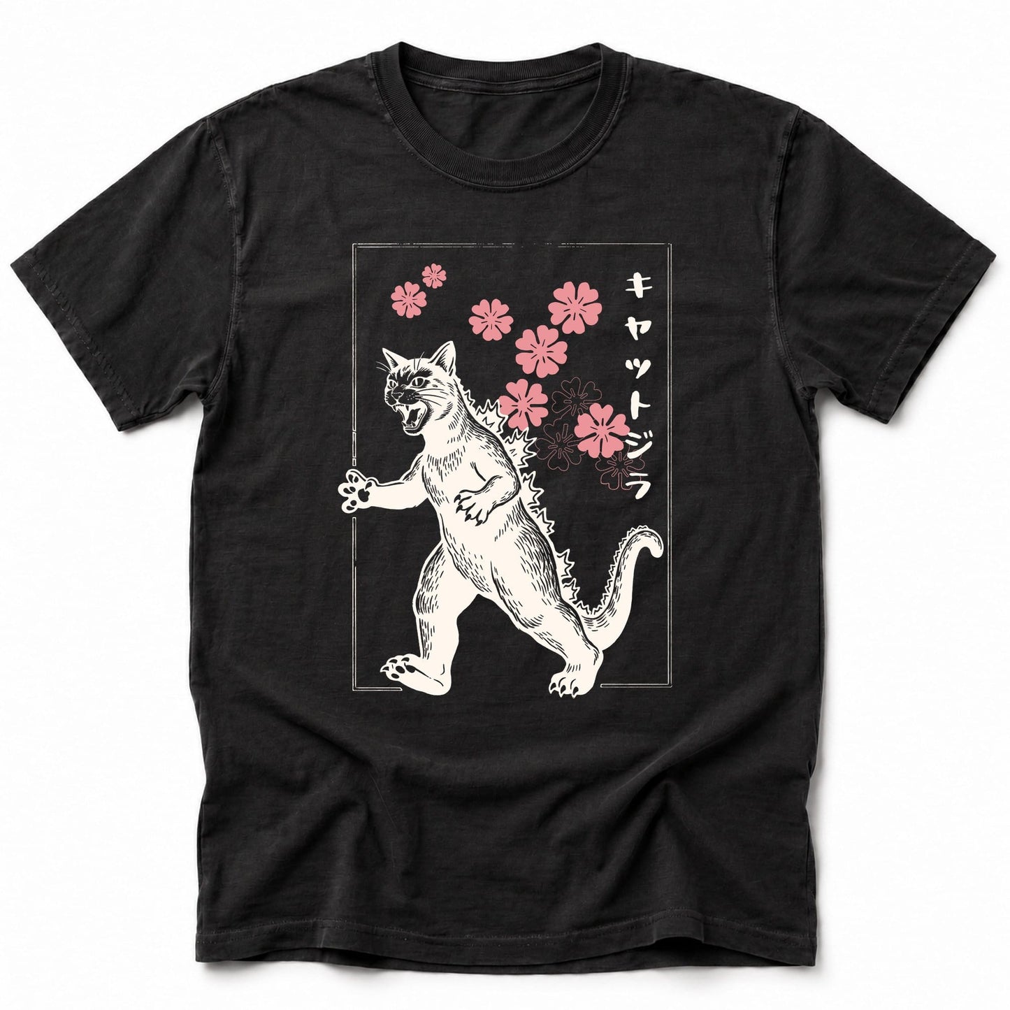 Sakura Kyattojira T-Shirt Black / S 14796958556891532426 T-Shirt