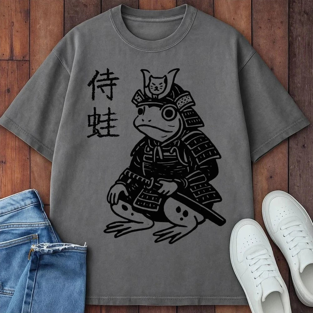 Samurai Frog T-Shirt Grey / S 14775161954818825305 T-Shirt