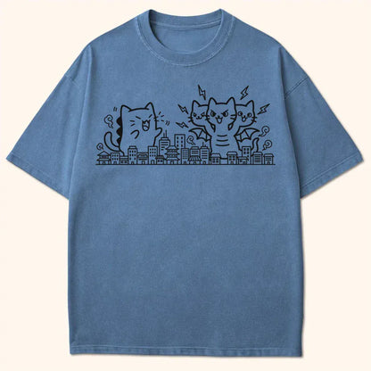 Smol Kyattojira Vs King Nekodorah T-Shirt Blue Jean / S 32833442587339829816 T-Shirt