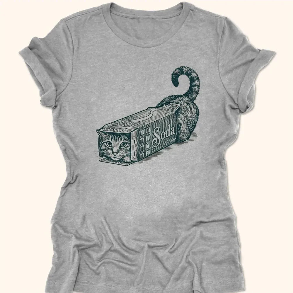 Soda Box Cat Womens Tee Athletic Heather / S 18964864513430513680 T-Shirt