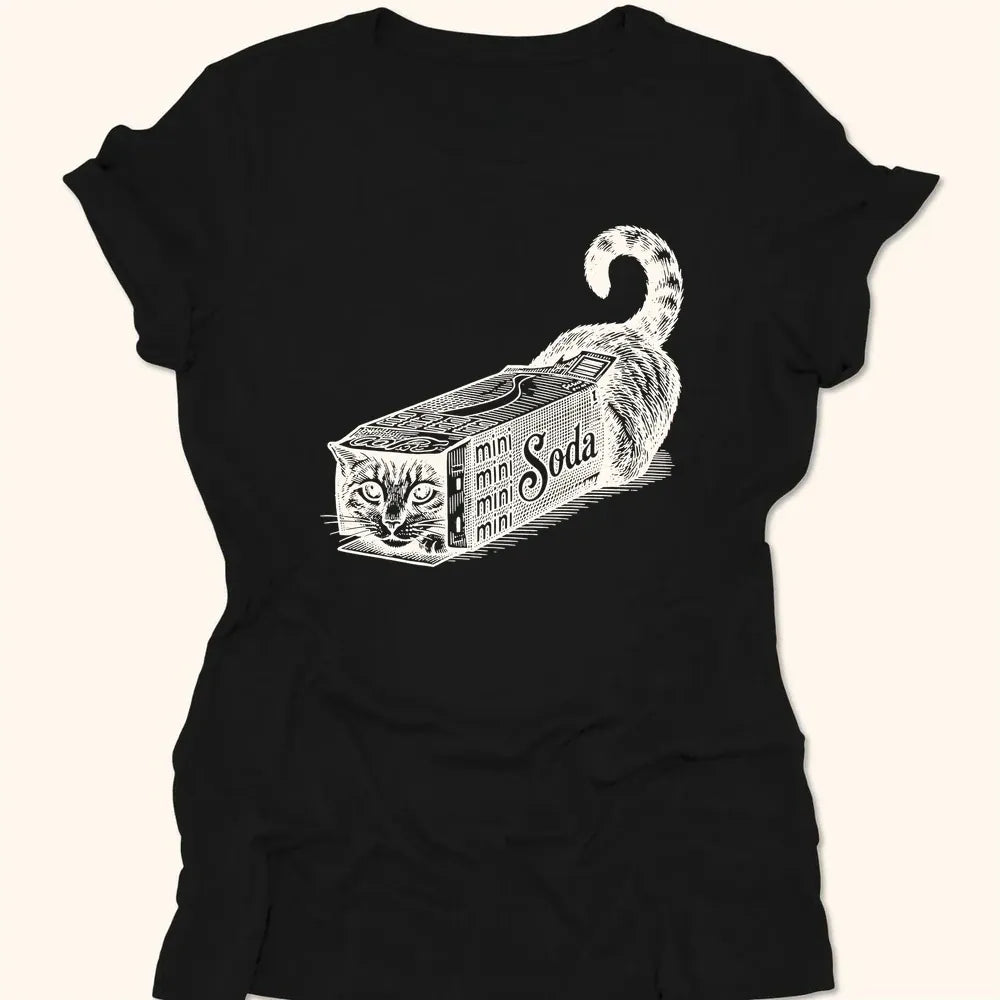Soda Box Cat Womens Tee Black / S 12460477688713576908 T-Shirt