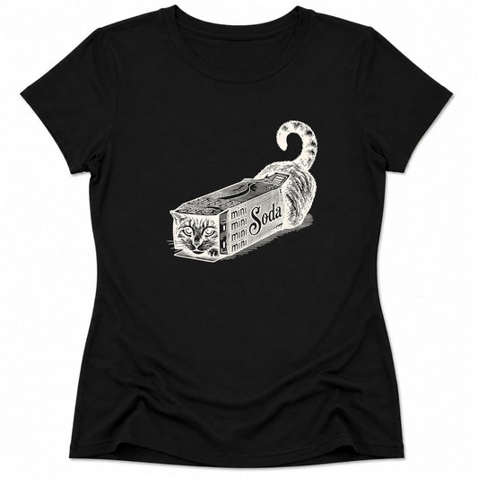 Soda Box Cat Womens Tee Black / S 12460477688713576908 T-Shirt