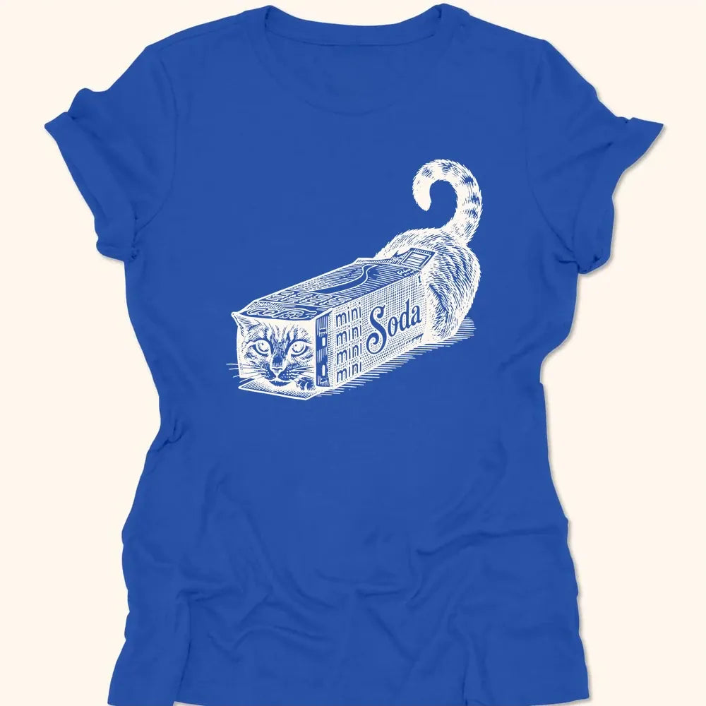 Soda Box Cat Womens Tee True Royal / S 26578071812598150652 T-Shirt