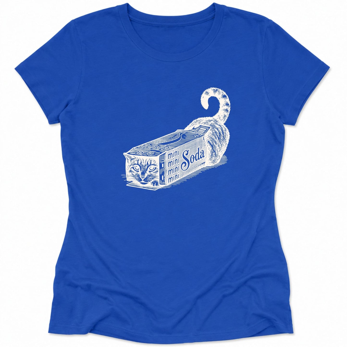 Soda Box Cat Womens Tee True Royal / S 26578071812598150652 T-Shirt