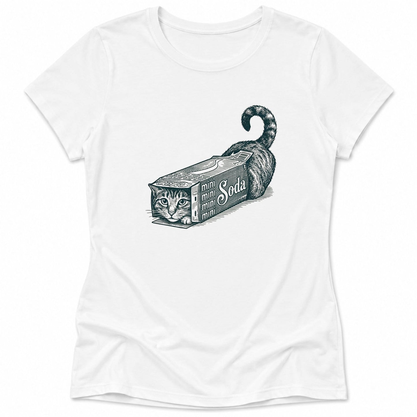 Soda Box Cat Womens Tee White / S 27214742904618296314 T-Shirt