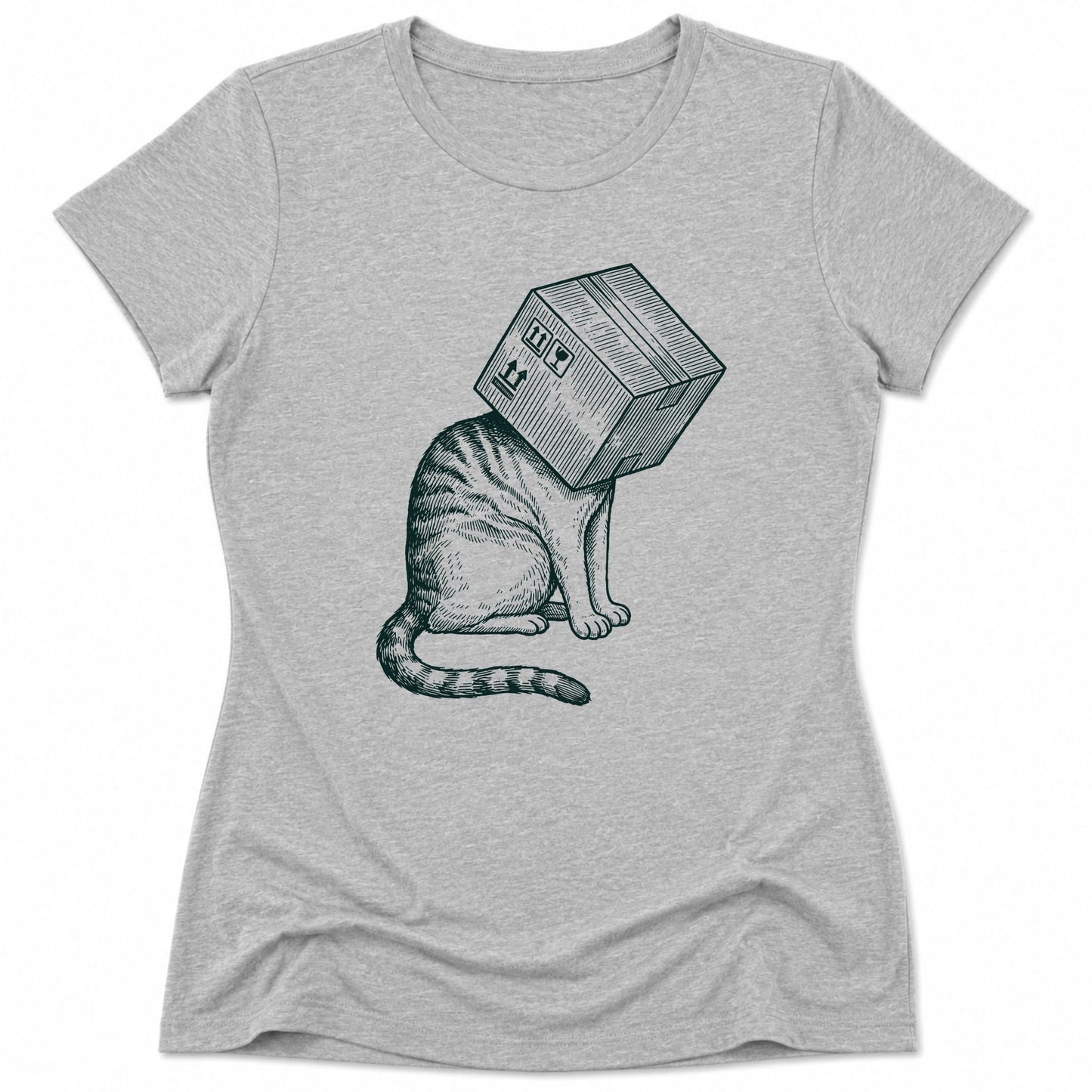 Space Ready Cat Box Womens Tee Athletic Heather / S 20747714762729311422 T-Shirt