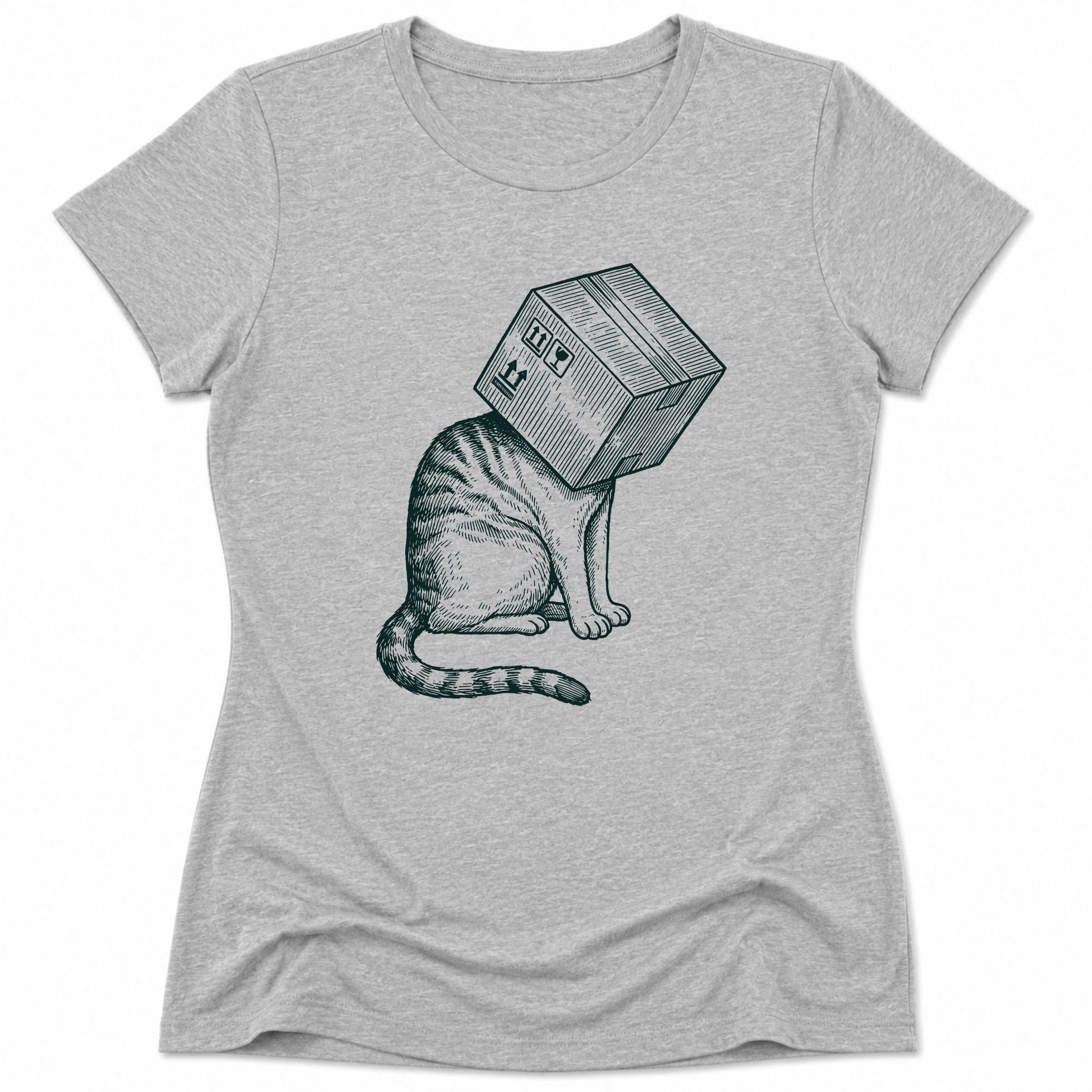 Space Ready Cat Box Womens Tee Athletic Heather / S 20747714762729311422 T-Shirt