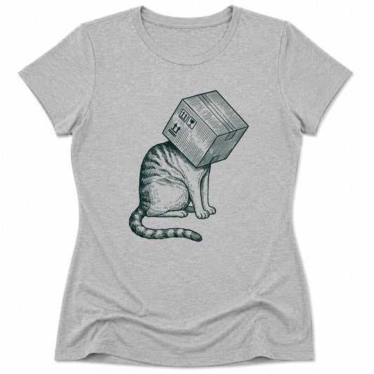 Space Ready Cat Box Womens Tee Athletic Heather / S 20747714762729311422 T-Shirt