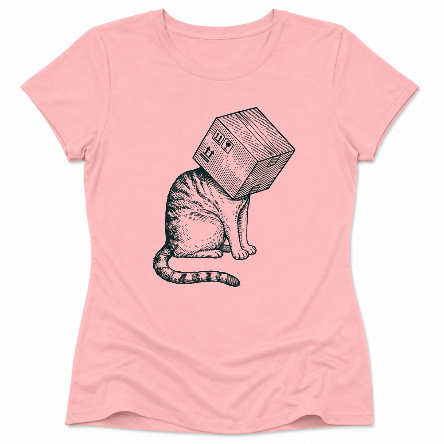 Space Ready Cat Box Womens Tee Pink / S 17352481810366544565 T-Shirt