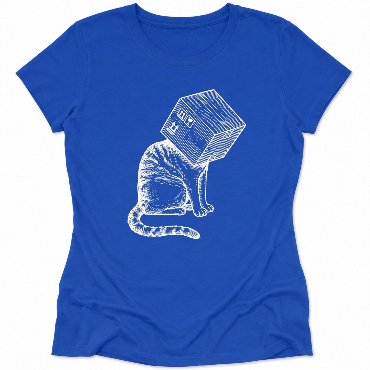 Space Ready Cat Box Womens Tee True Royal / S 25671569102807673189 T-Shirt