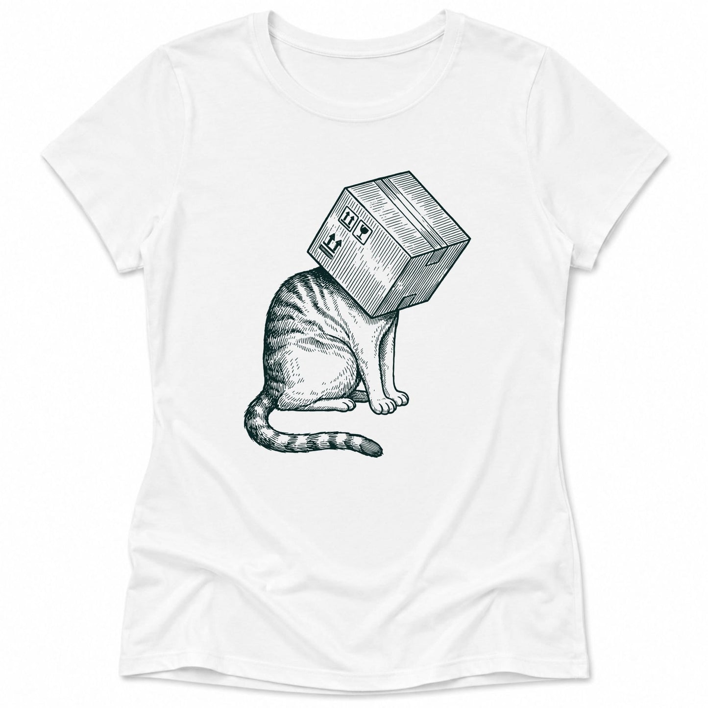 Space Ready Cat Box Womens Tee White / S 30823673799259551912 T-Shirt