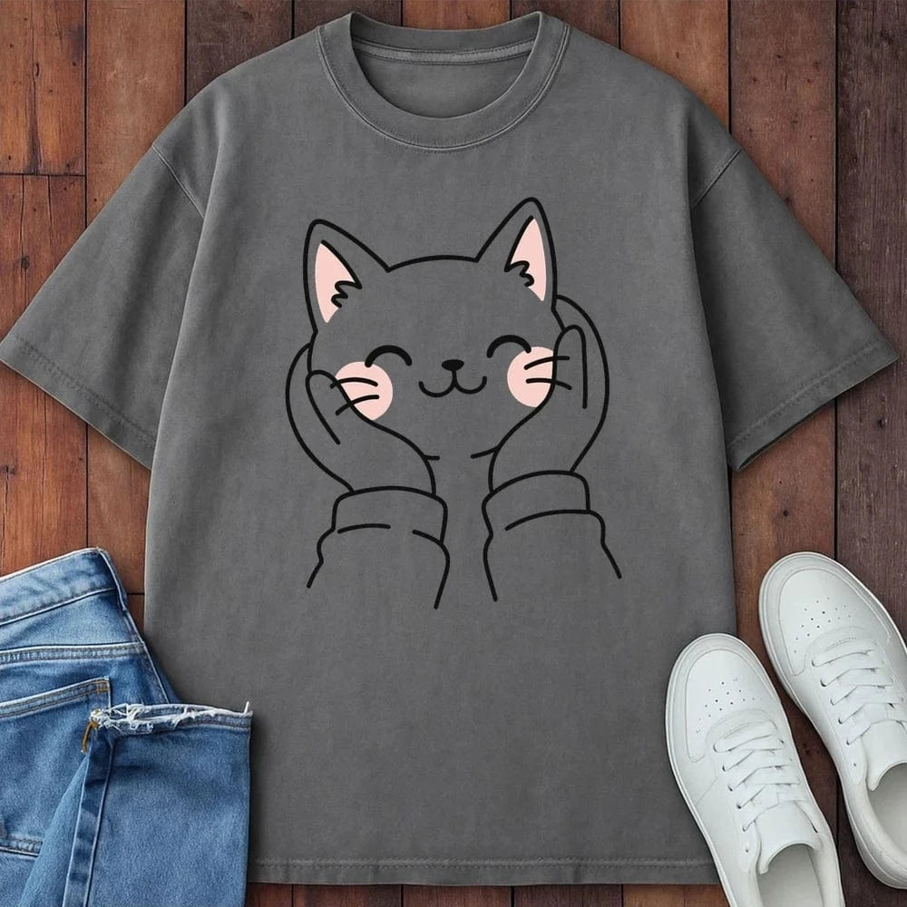 Squish Cat T-Shirt Grey / S 61965033372632687428 T-Shirt