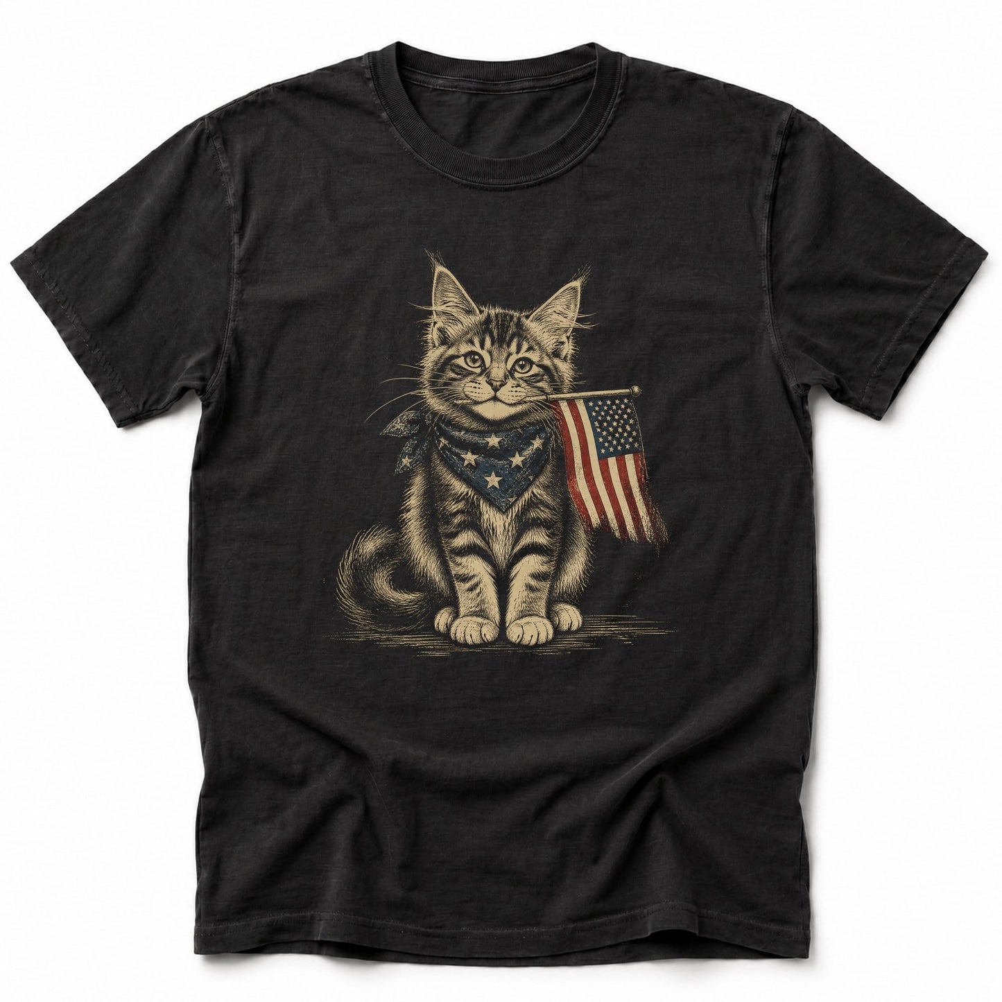 Star-Spangled Kitty T-Shirt Black / S 58500095765046880524 T-Shirt