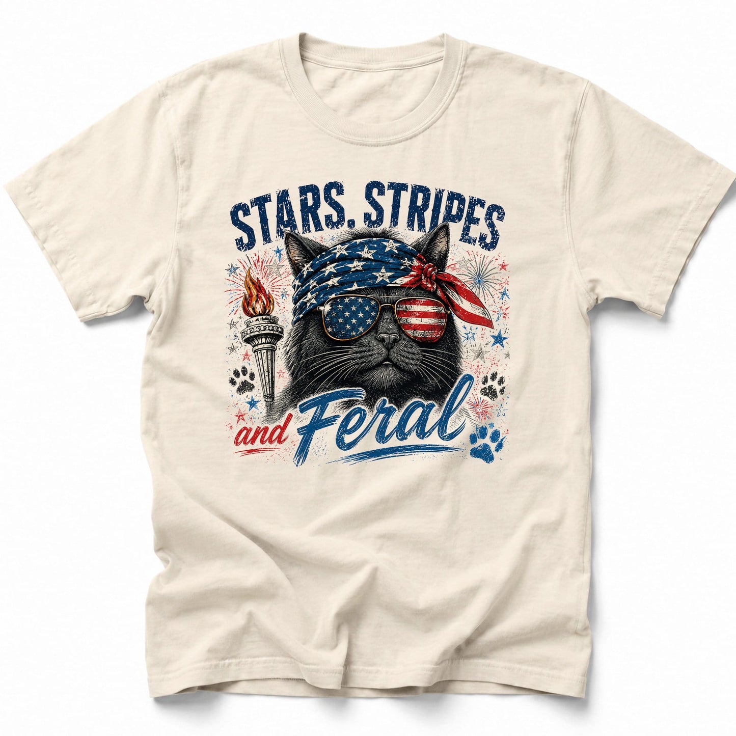 Stars Stripes and Feral T-Shirt Ivory / S 45497396756256408635 T-Shirt