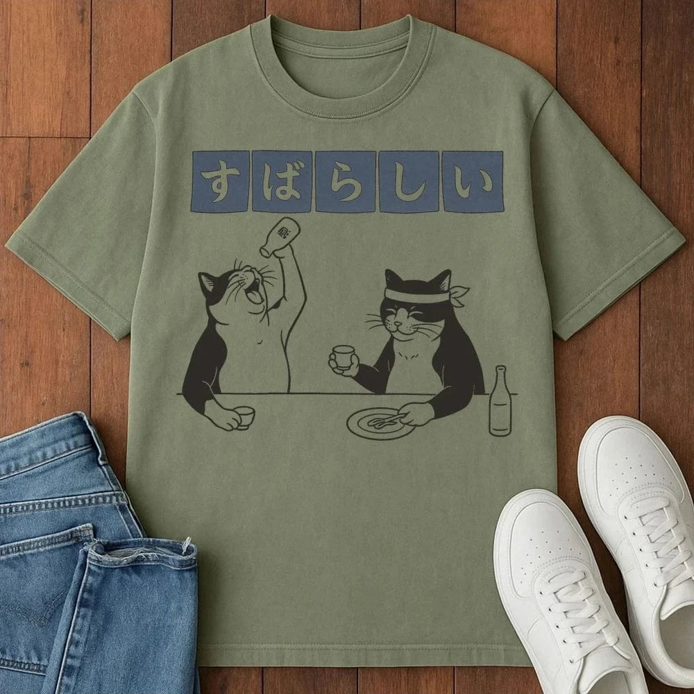 Subarashii T-Shirt  – Softest Cat Tee on Earth Moss / S 65302528611859153165 T-Shirt