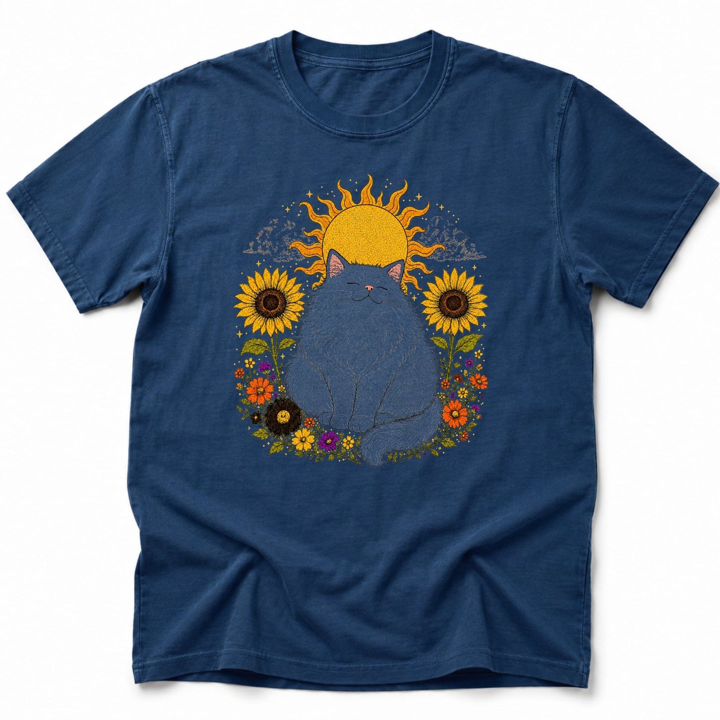 Sunny Neko T-Shirt Navy / S 27155952006663975591 T-Shirt