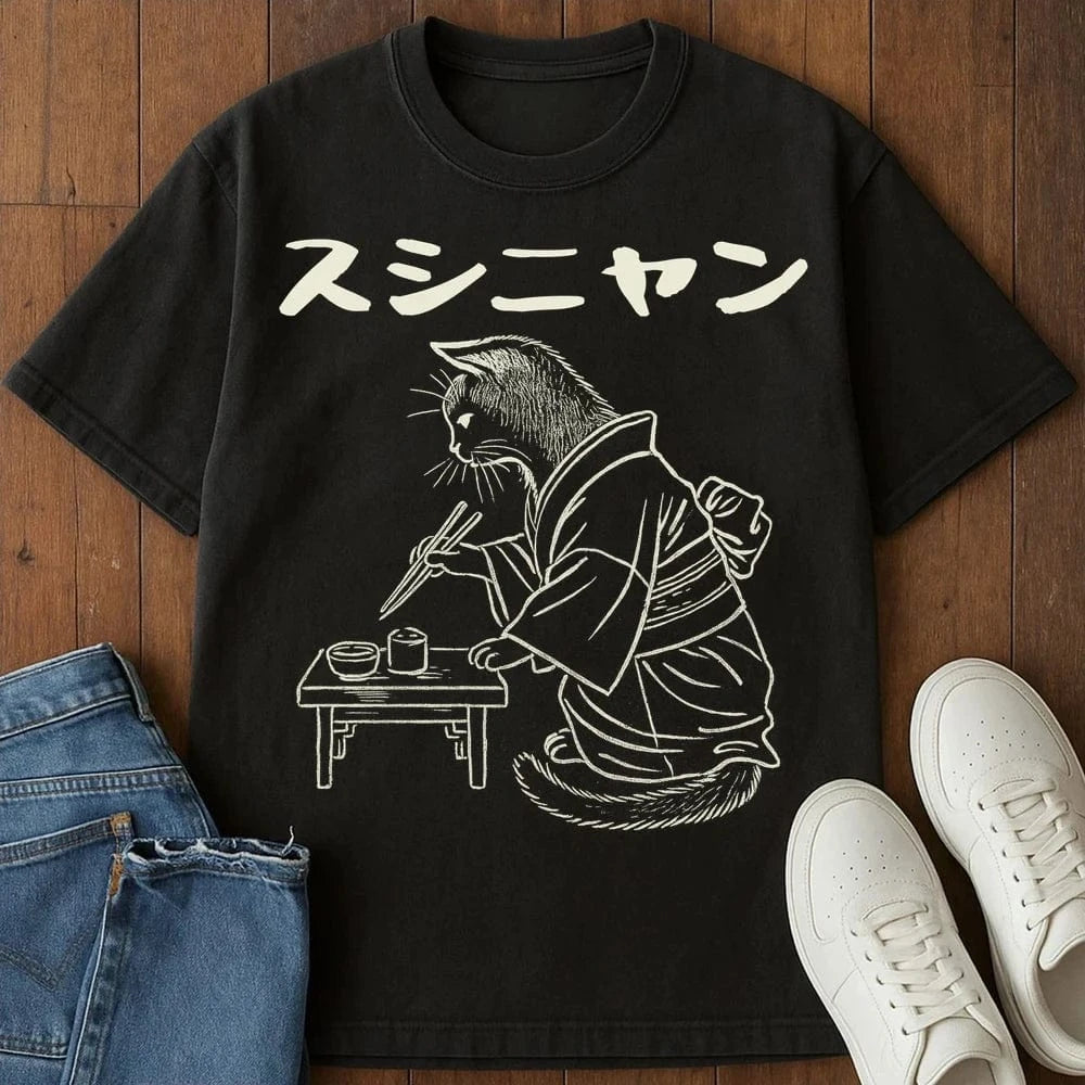 Sushi Meow T-Shirt Black / S 26854932613162247535 T-Shirt