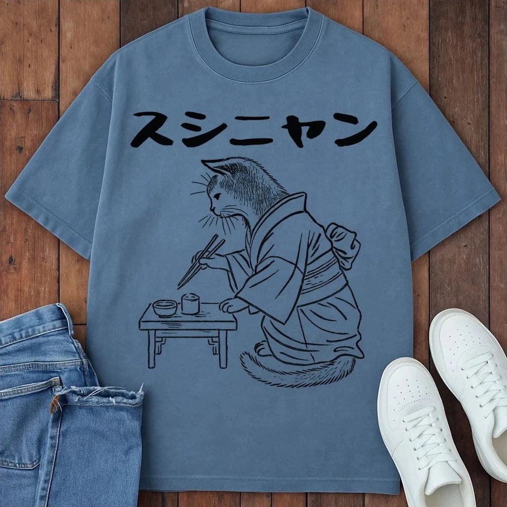 Sushi Meow T-Shirt Blue Jean / S 97338862598848264068 T-Shirt