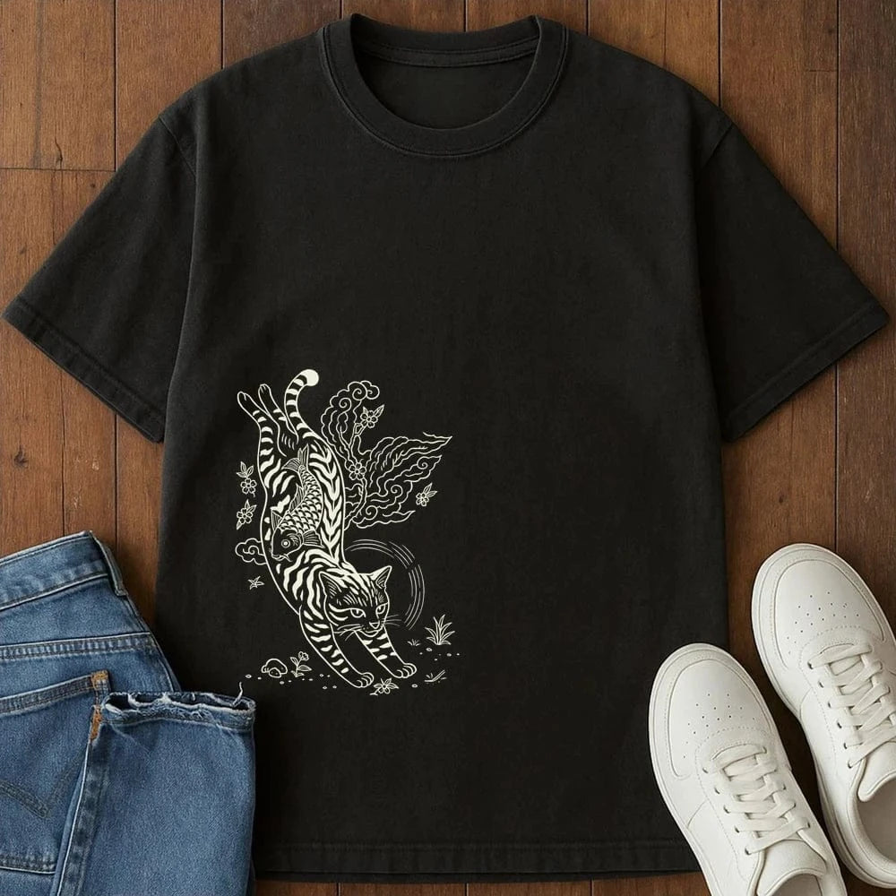 Tattooed Tiger Tabby T-Shirt Black / S 19357417240057776436 T-Shirt