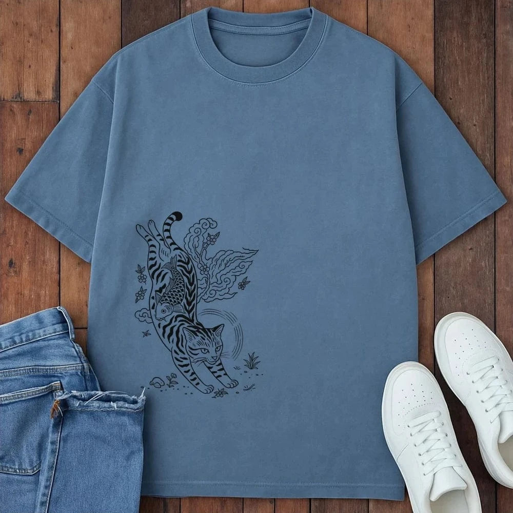 Tattooed Tiger Tabby T-Shirt Blue Jean / S 11635051796816921056 T-Shirt