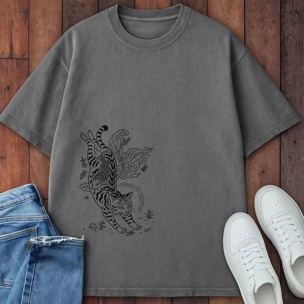 Tattooed Tiger Tabby T-Shirt Grey / S 28262370536084148033 T-Shirt