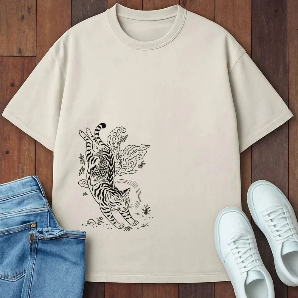 Tattooed Tiger Tabby T-Shirt Ivory / S 20867679828189543221 T-Shirt