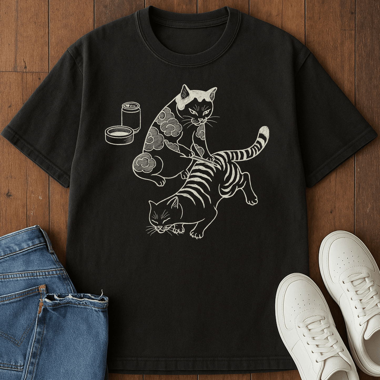 Tavern Stripes T-Shirt  – Softest Cat Tee on Earth Black / S 13011387877672198653 T-Shirt