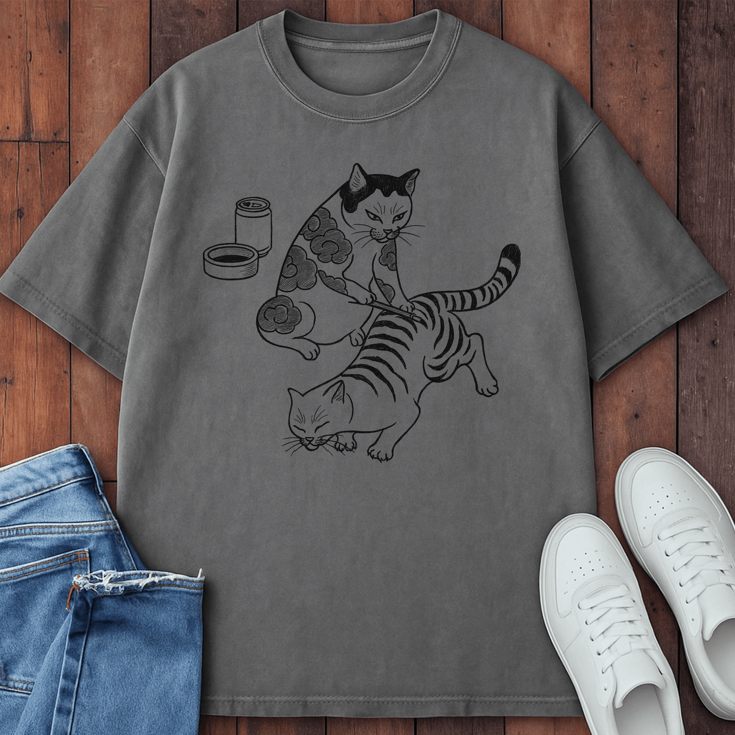 Tavern Stripes T-Shirt  – Softest Cat Tee on Earth Grey / S 10888709641391434830 T-Shirt
