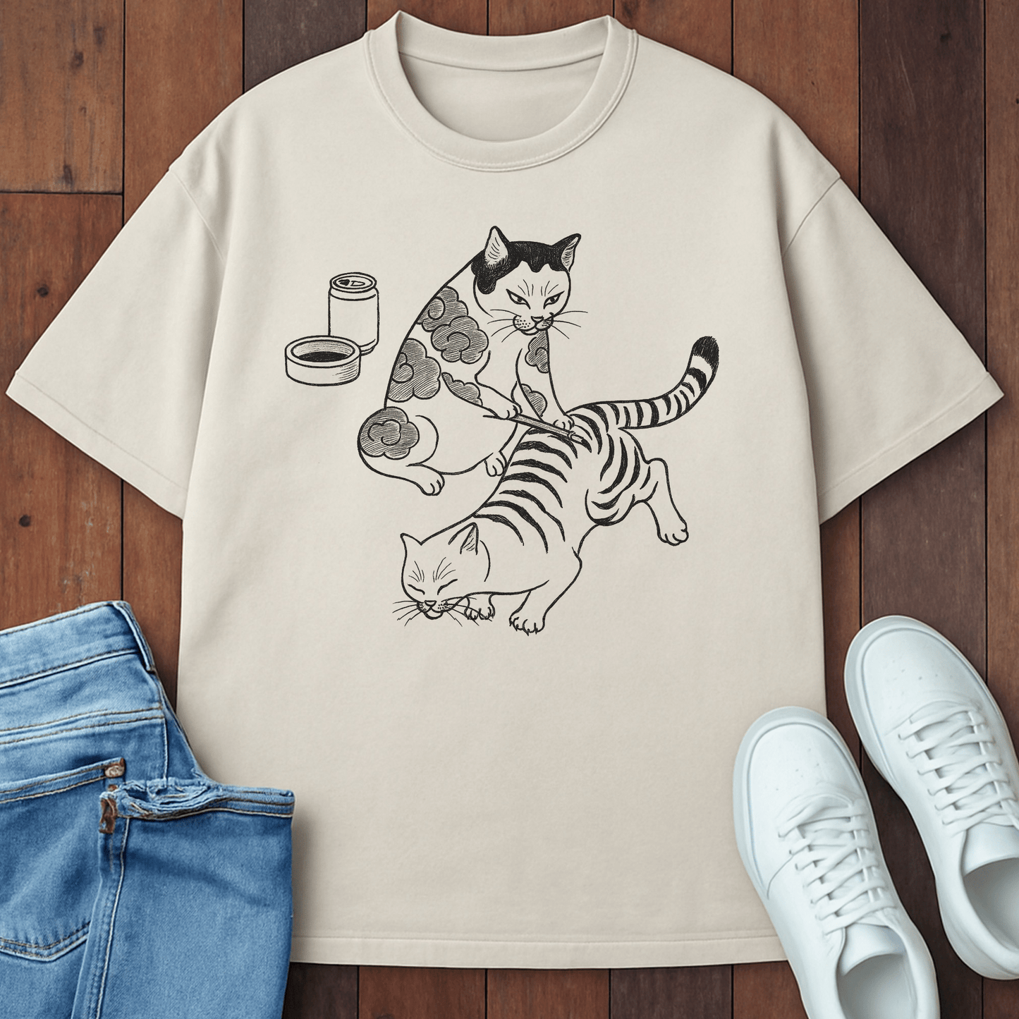 Tavern Stripes T-Shirt  – Softest Cat Tee on Earth Ivory / S 31419258140788661093 T-Shirt