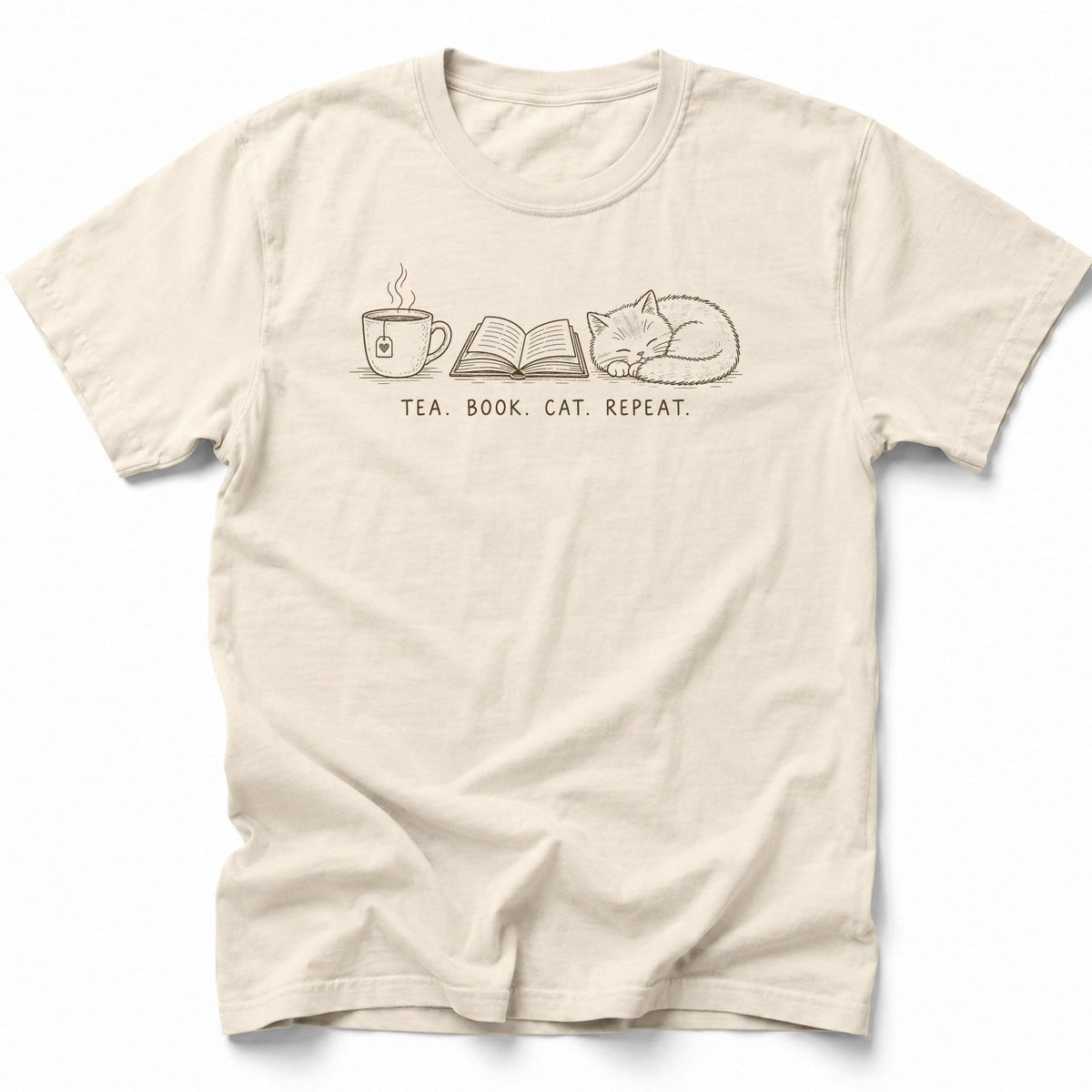 Tea, Book, Cat T-Shirt Ivory / S 16142885589136689198 T-Shirt