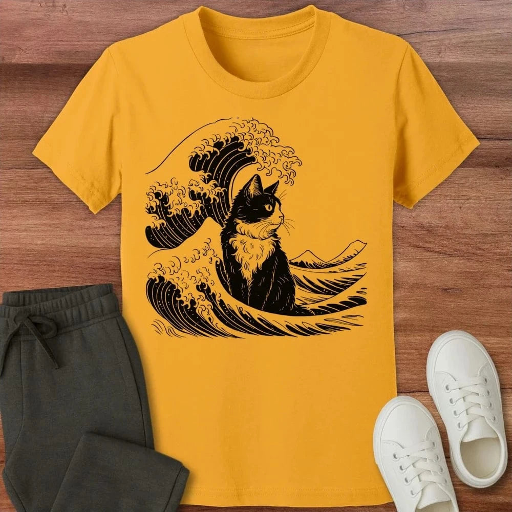 The Great Cat Wave Kids T-Shirt Gold / S 18129922145191649888 Kids clothes