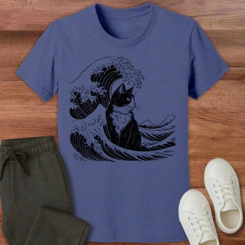 The Great Cat Wave Kids T-Shirt Heather Navy / S 18820284862617873286 Kids clothes