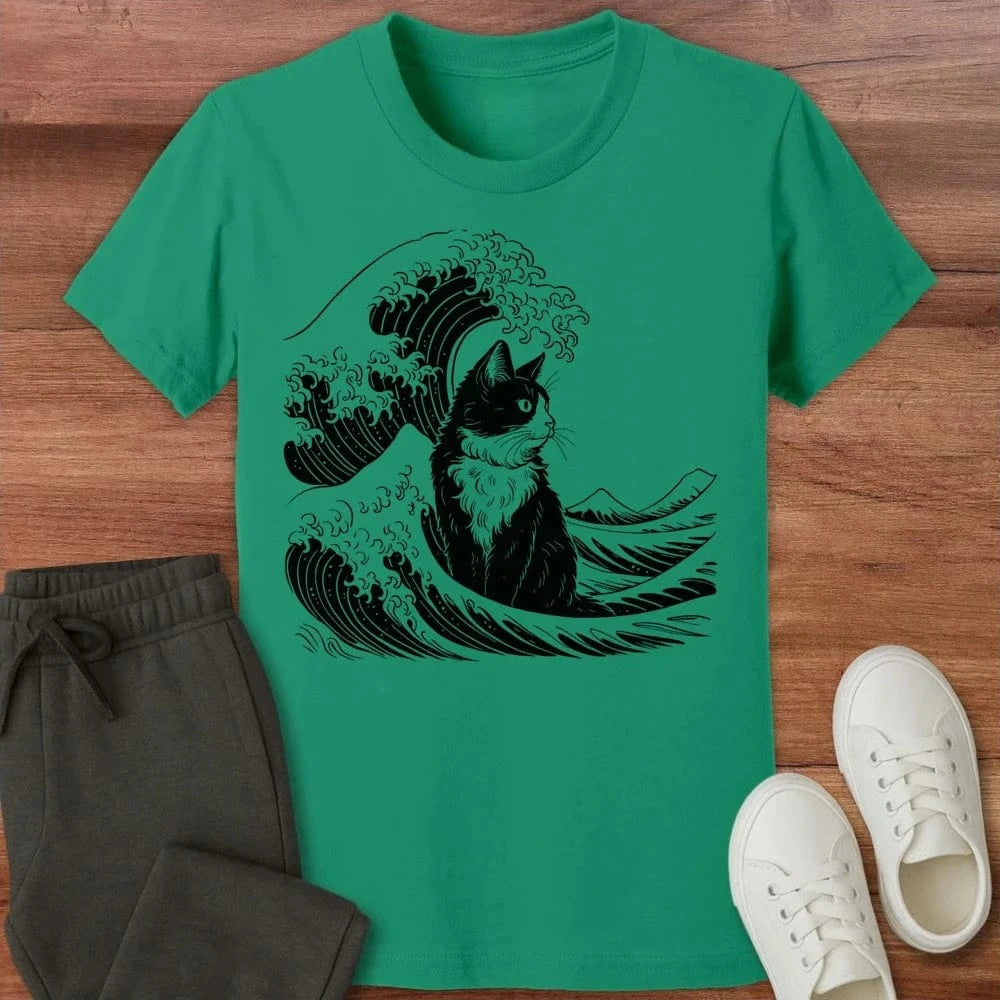 The Great Cat Wave Kids T-Shirt Kelly / S 34542349089592084574 Kids clothes